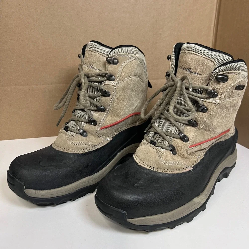 Eddie Bauer Mens Thinsulate Winter Hiking Boots Tan Black Size 9